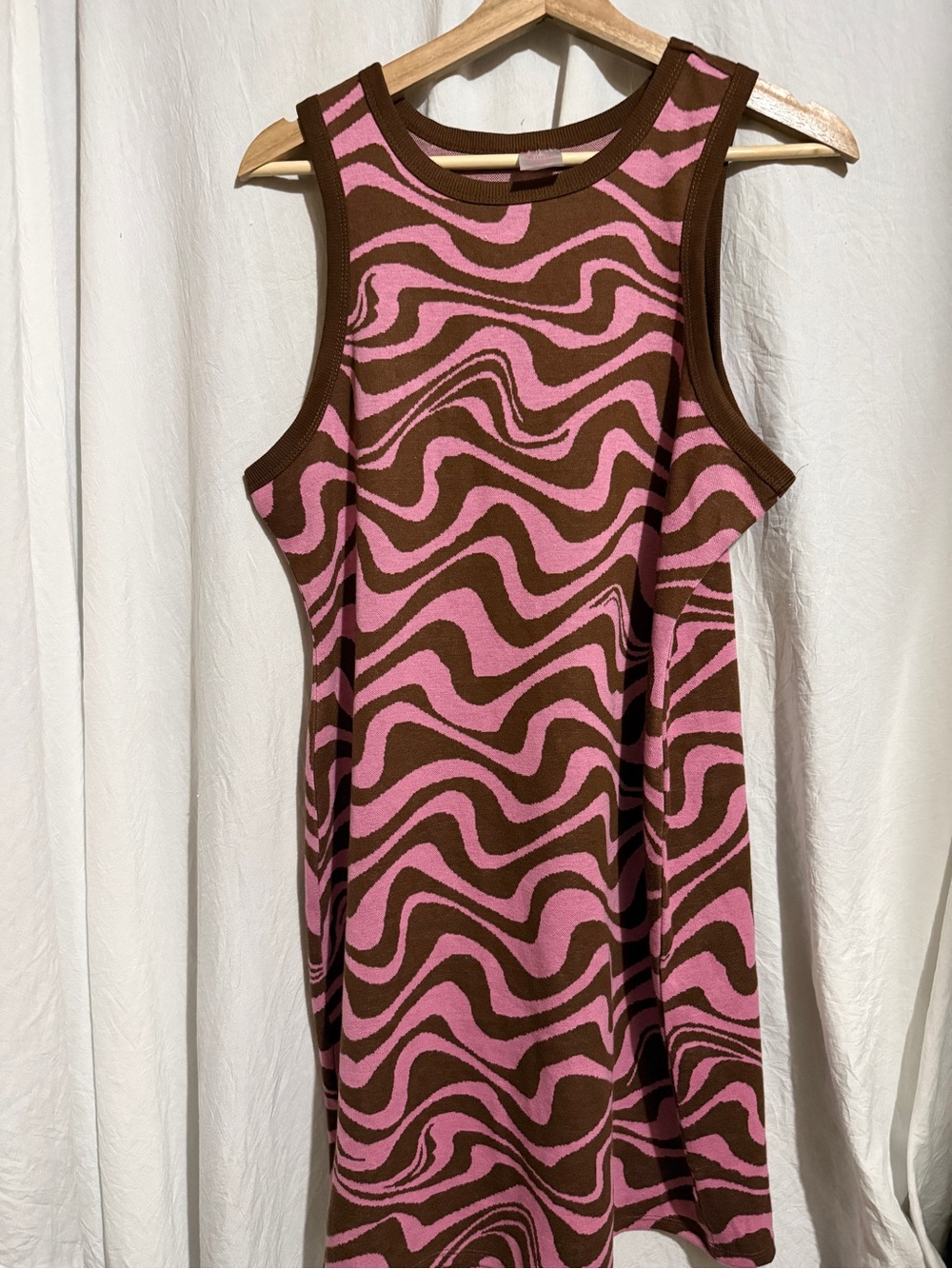 No Boundaries Brown and Pink Swirl Tank Dress